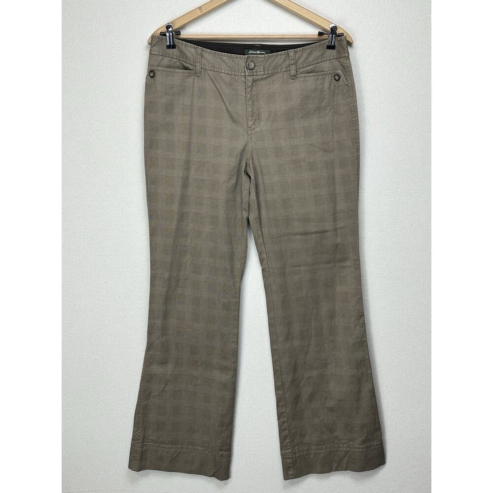 Women's‎ Eddie Bauer Brown Plaid Pants Slacks Sz 12 Career Straight Leg